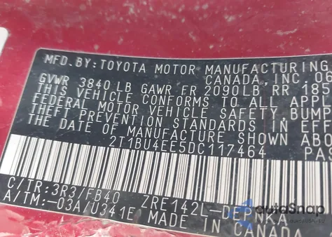 2013 Toyota Corolla Le z USA, uszkodzony, nr VIN 2T1BU4EE5DC117464